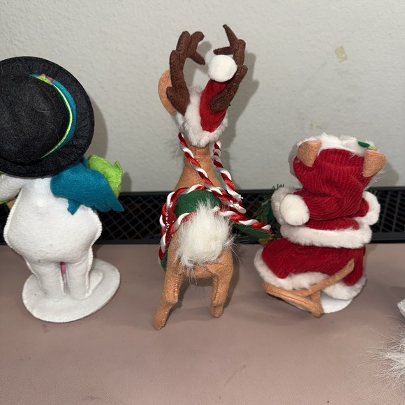 RARE Annalee Christmas Figurine Lot Snowman Reindeer Santa Mouse Lion Felt Plush - Picture 10 of 16
